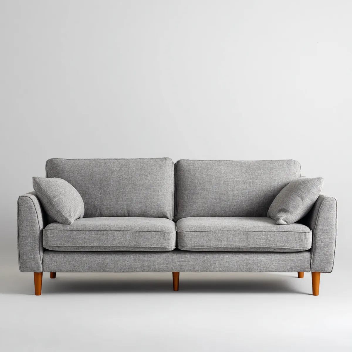 Canapé droit 2 places gris en polyester avec pieds en bois massif 170 x 85 x 84 cm