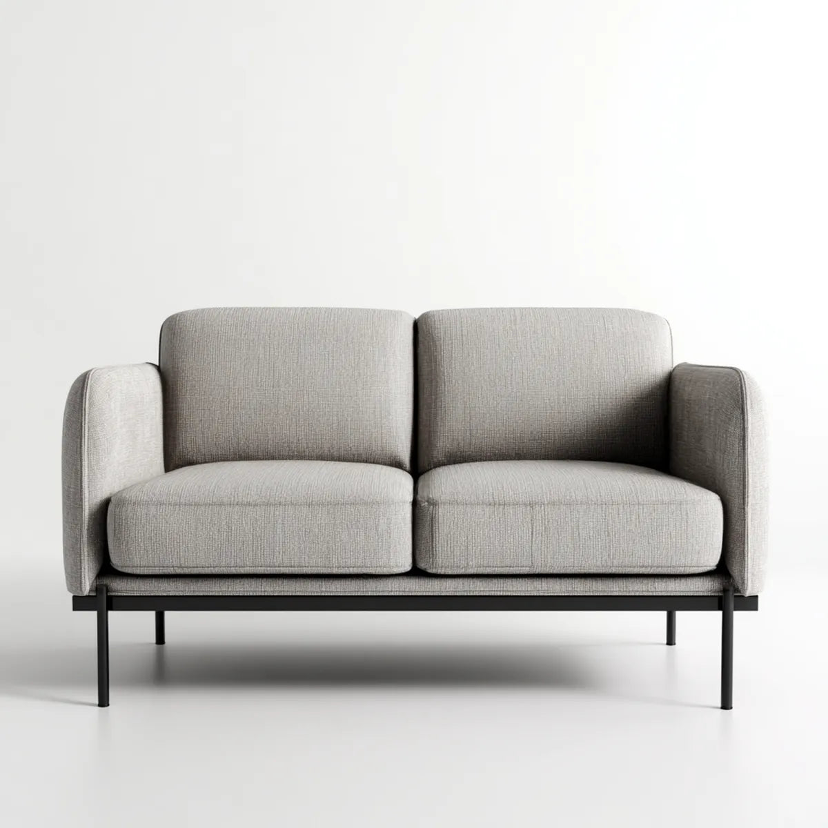 Canapé 2 places gris clair en polyester avec structure en acier 140 x 78 x 82 cm