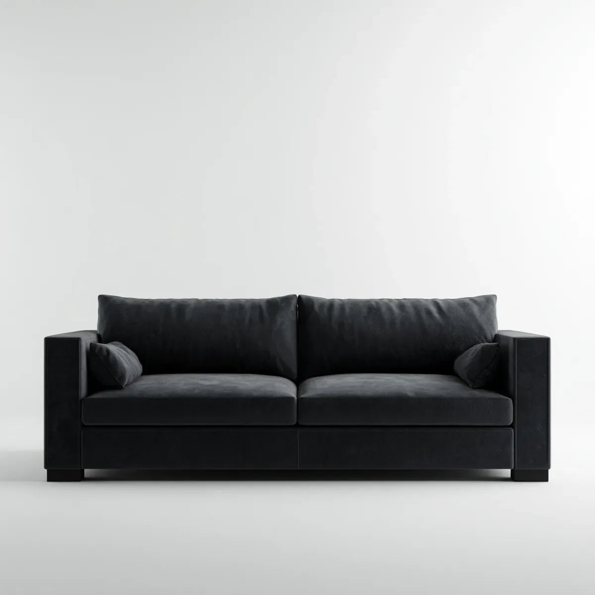 Canapé droit 3 places noir 220 x 95 x 85 cm polyester forme rectangulaire