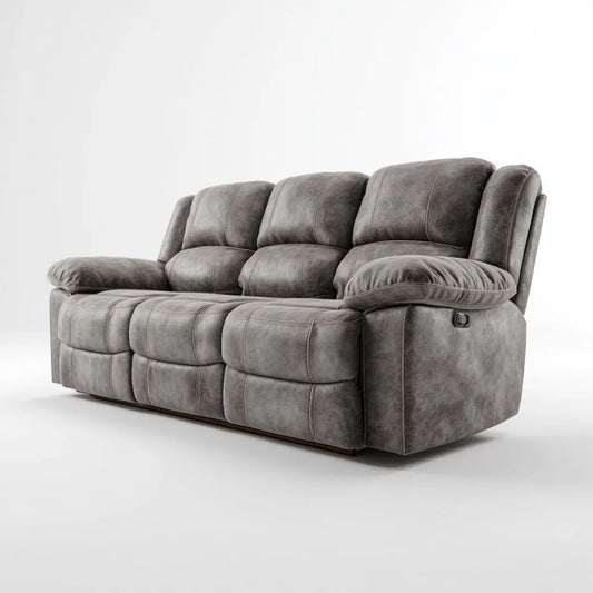 Canapé relax électrique 3 places gris en microfibre polyester droit 210 x 98 x 105 cm