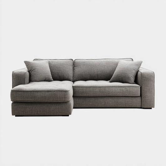 Canapé d'angle gauche 3 places gris en polyester 230 x 150 x 85 cm