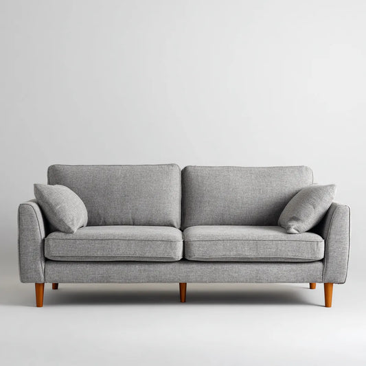 Canapé droit 2 places gris en polyester avec pieds en bois massif 170 x 85 x 84 cm