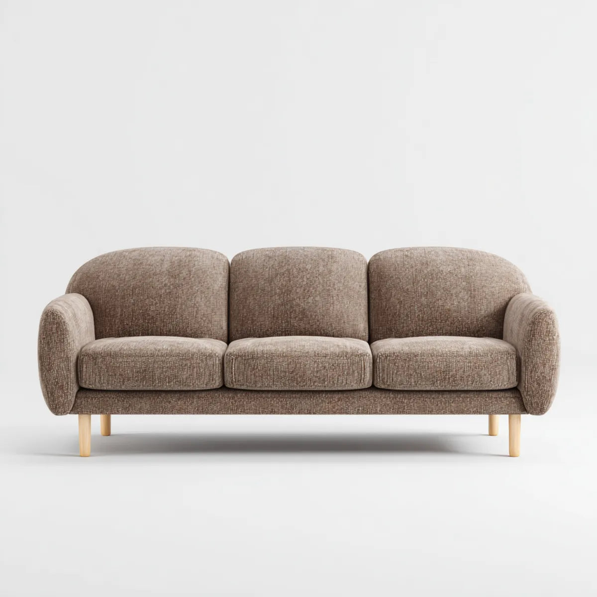 Canapé 3 places marron taupe 200 x 85 x 80 cm en polyester avec pieds en bois massif