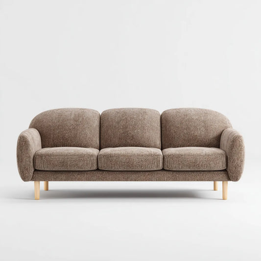 Canapé 3 places marron taupe 200 x 85 x 80 cm en polyester avec pieds en bois massif