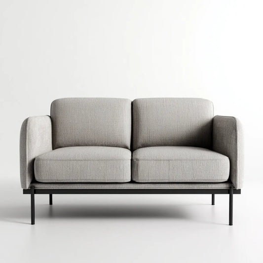 Canapé 2 places gris clair en polyester avec structure en acier 140 x 78 x 82 cm