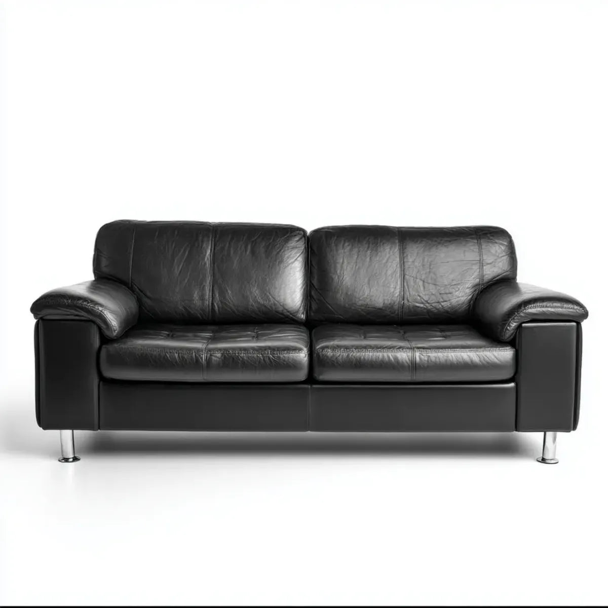 Canapé 2 places noir en cuir synthétique PU rectangulaire 160 x 85 x 88 cm