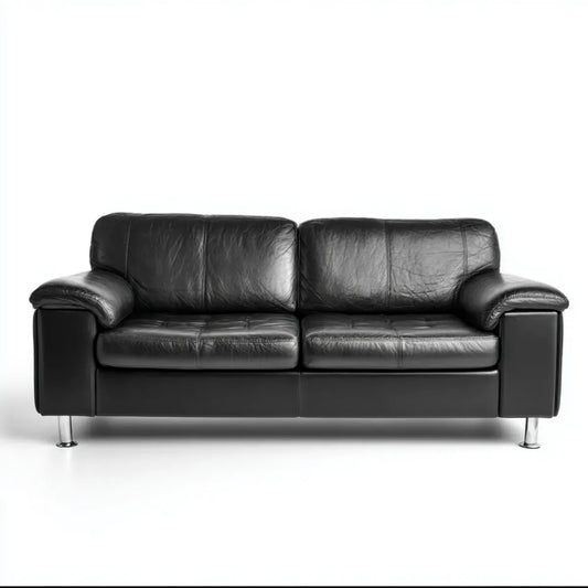 Canapé 2 places noir en cuir synthétique PU rectangulaire 160 x 85 x 88 cm