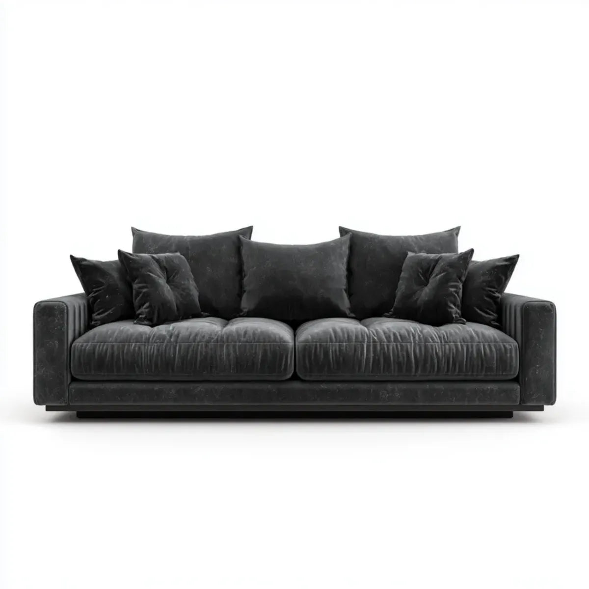 Canapé 3 places noir en velours de polyester 230 x 100 x 85 cm rectangulaire